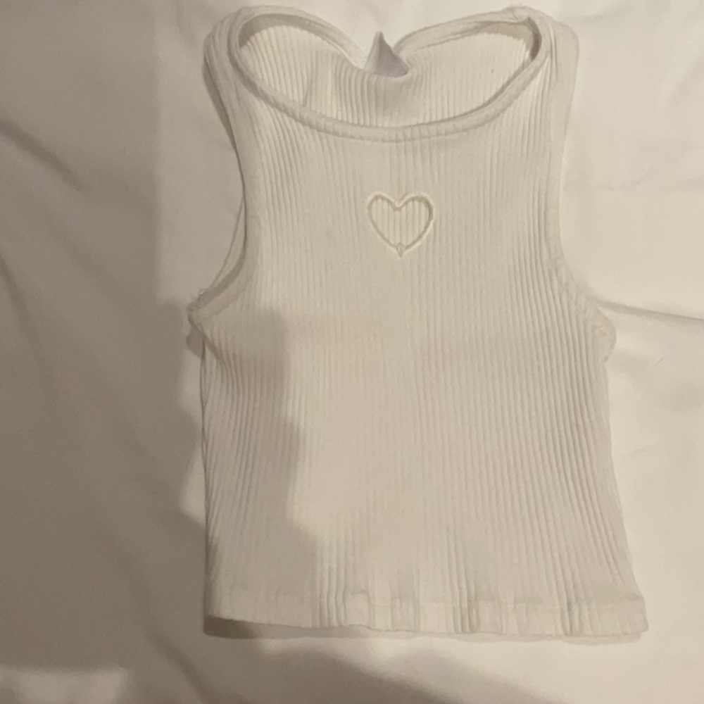 Zara kids white tank top with heart cutout